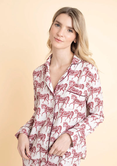 Whisper Long Sleeve Pajama Set | Blossomare Print | Crimson Cream