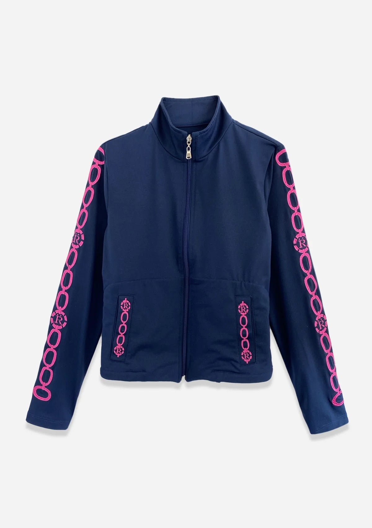 Equus Embroidered Zip Jacket | Navy & Pink