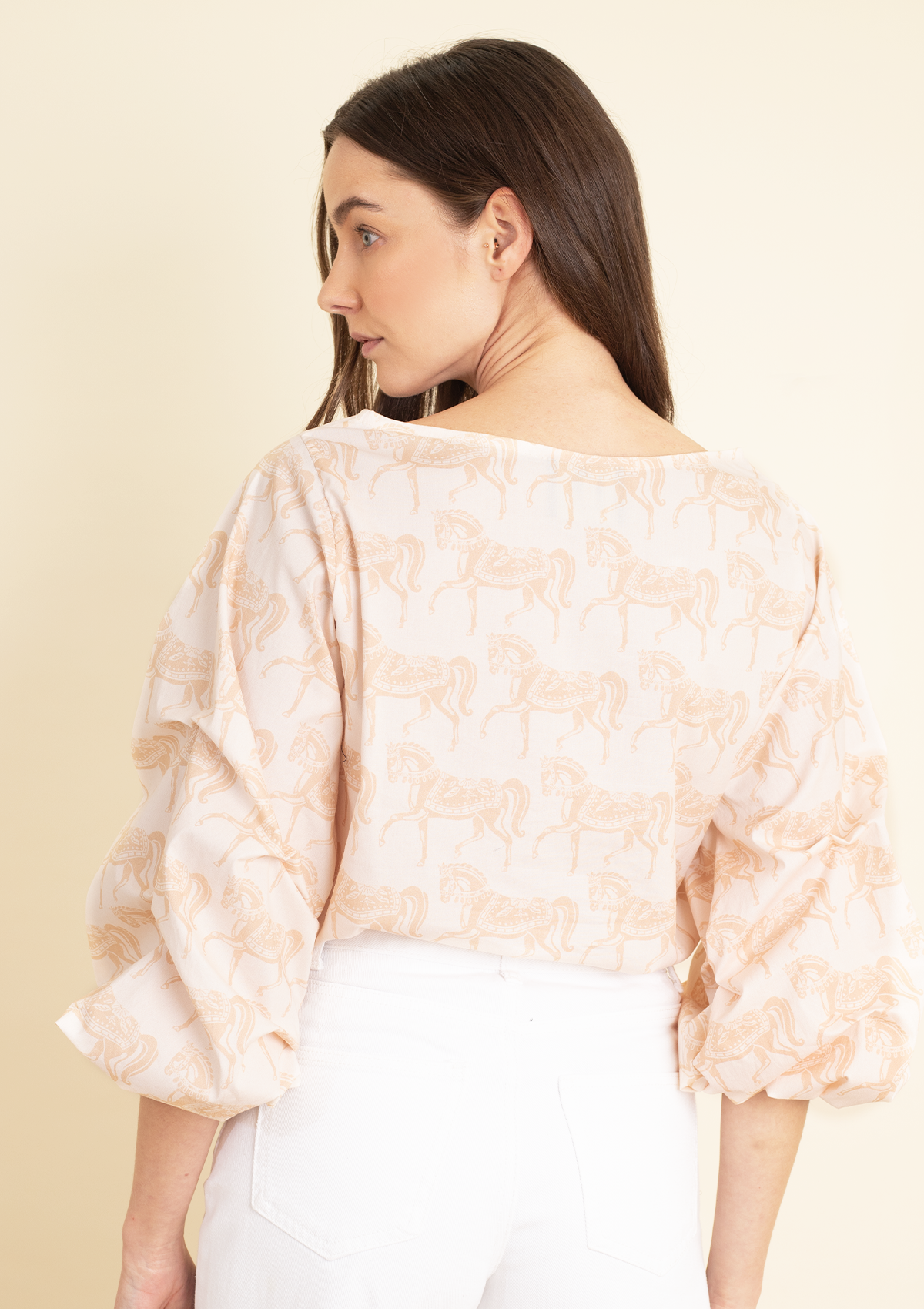 Evelyn Blouse | Blossomare Print | Nude