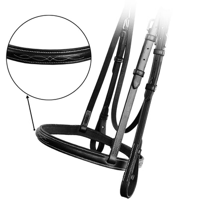 ExionPro Affordable Traditional Fancy Raised Hunter Bridle With Laced Reins