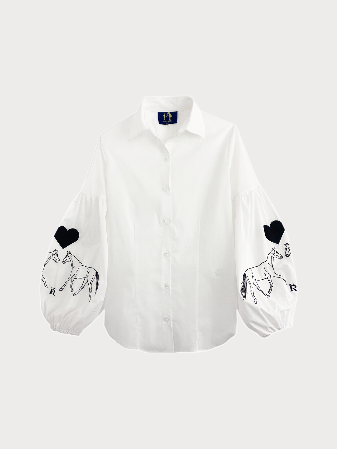 Annie Shirt Embroidered | White &amp; Black