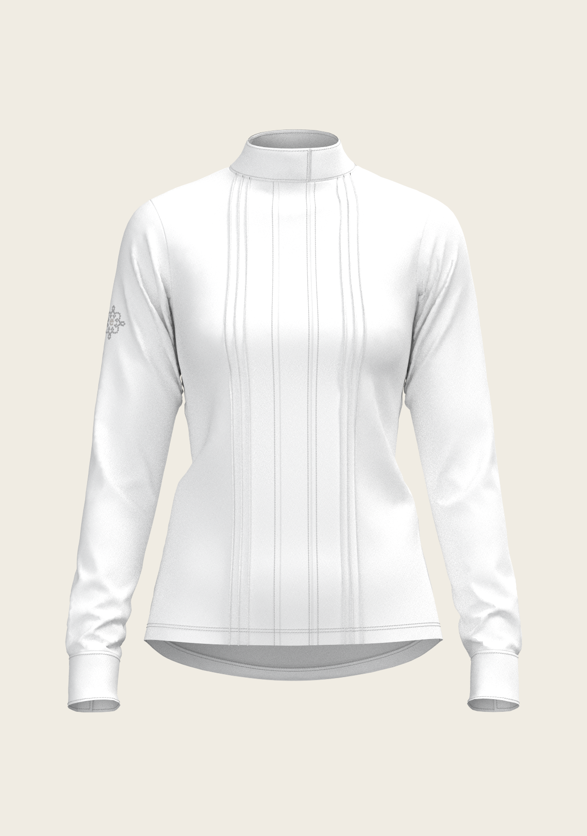 White Long Pleated Long Sleeve Sleeve Show Shirt