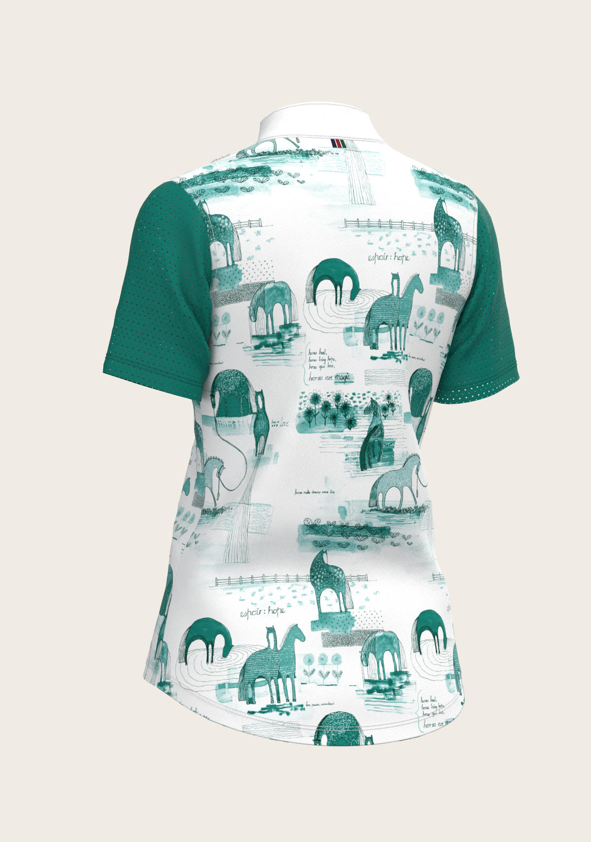 Daydreaming Horses in Green Short Pleated Short Sleeve Show Shirt