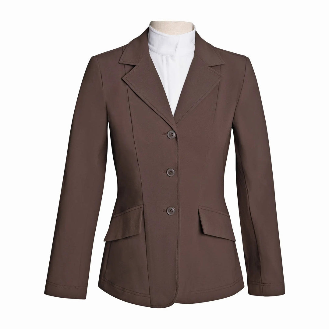 Grand Prix Ladies EQJ 3 Button Show Coat, NY Tech Fabric, Chocolate