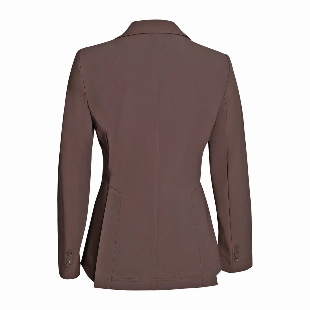 Grand Prix Ladies EQJ 3 Button Show Coat, NY Tech Fabric, Chocolate