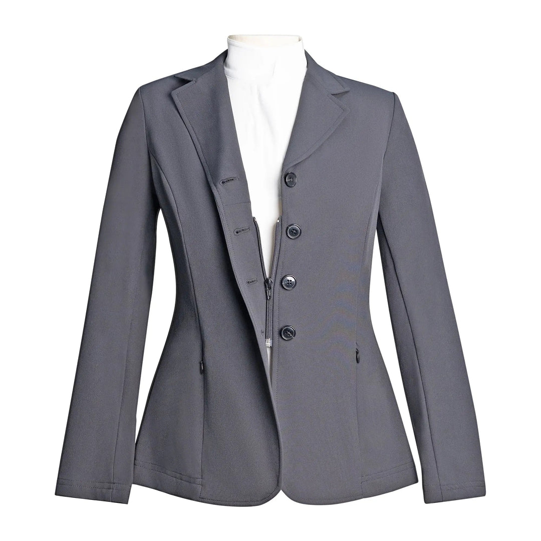 Grand Prix Ladies Quinn Show Coat, 4 Button with Hidden Zipper Closure, Navy