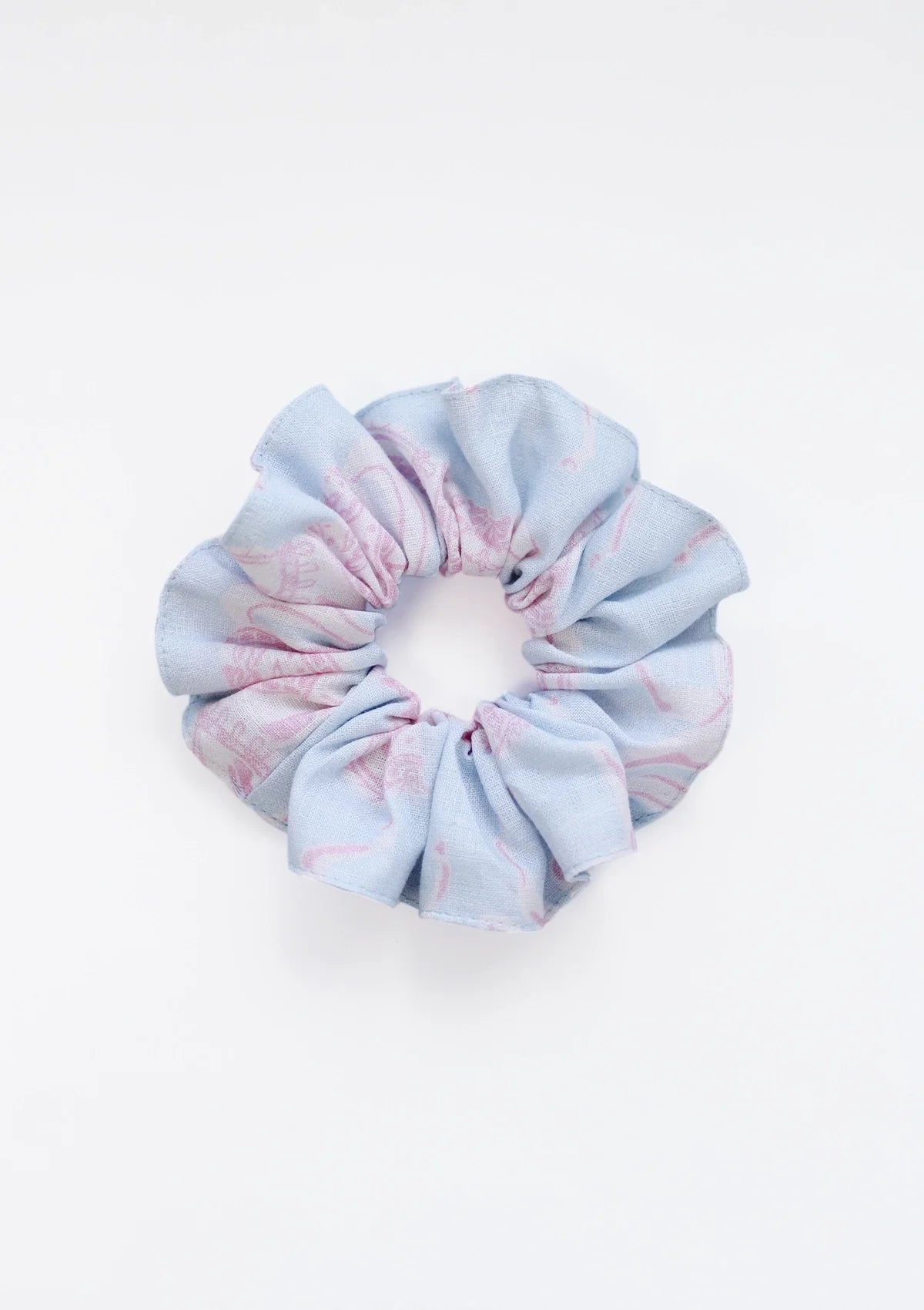 Linen Hair Scrunchie Blossomare Print | Ice Blue