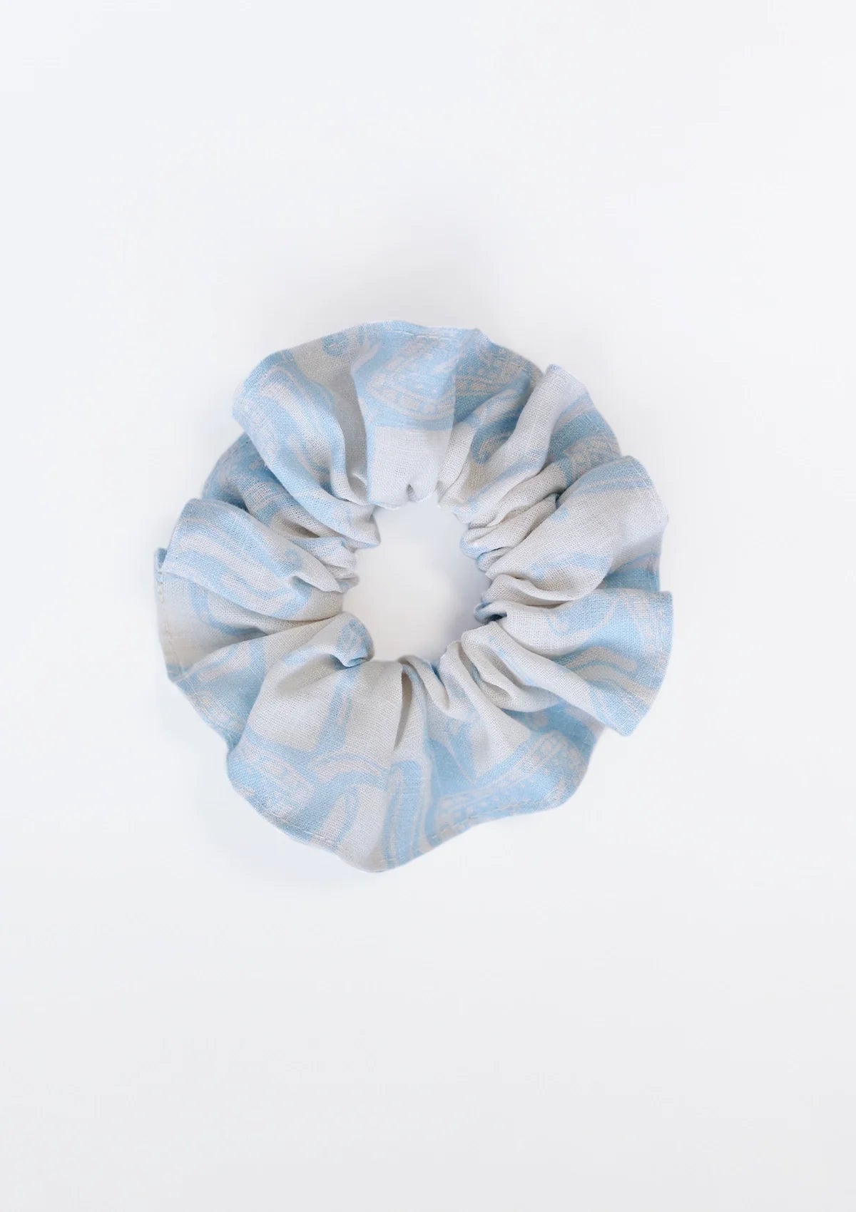 Linen Hair Scrunchie Blossomare Print | Light Blue