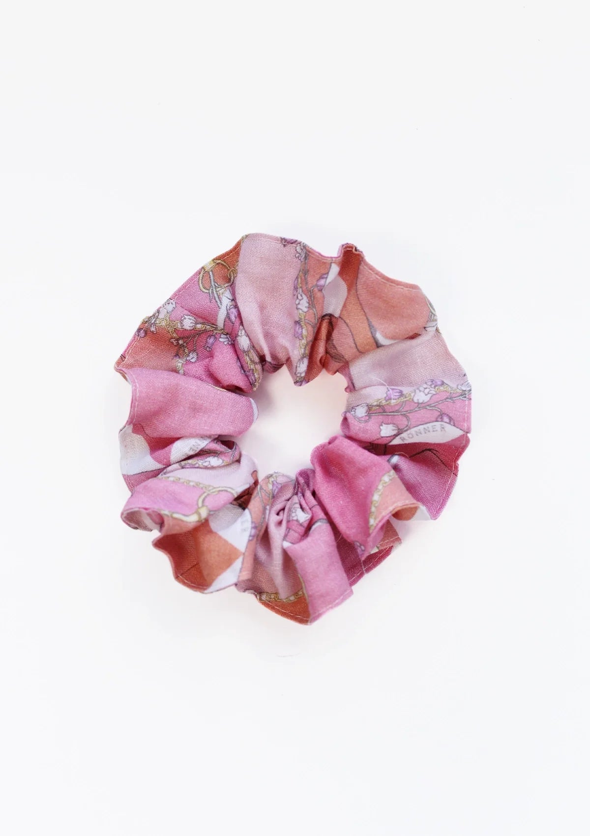 Linen Hair Scrunchie Geo Horse Print | Tangerine