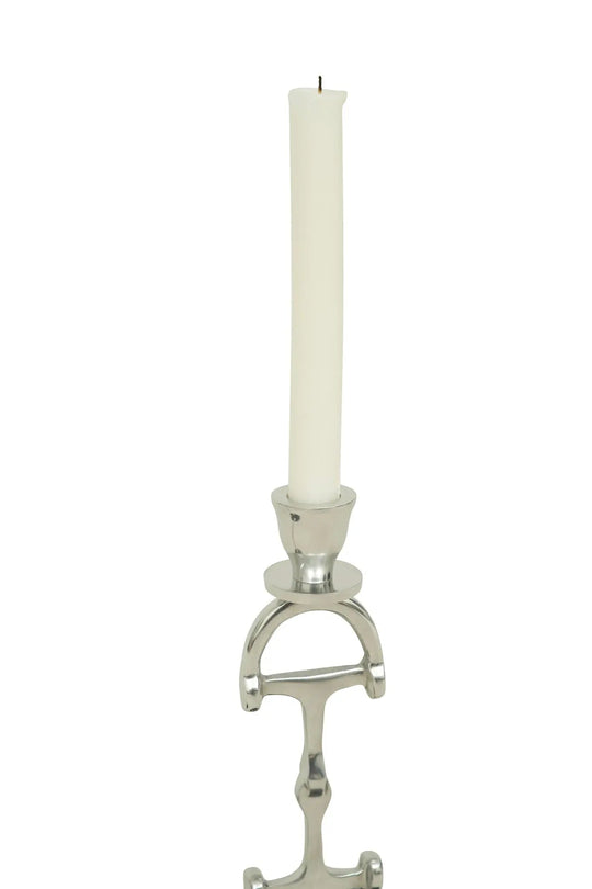 Huntley D Bit Pair of Candlesticks, Pair in Aluminum Silver Finish