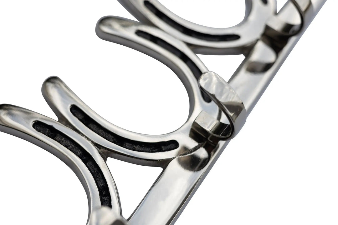 Huntley Equestrian Silver Horseshoe Wall Hook Rack-3 Hook Equestrian Home and Barn Decor