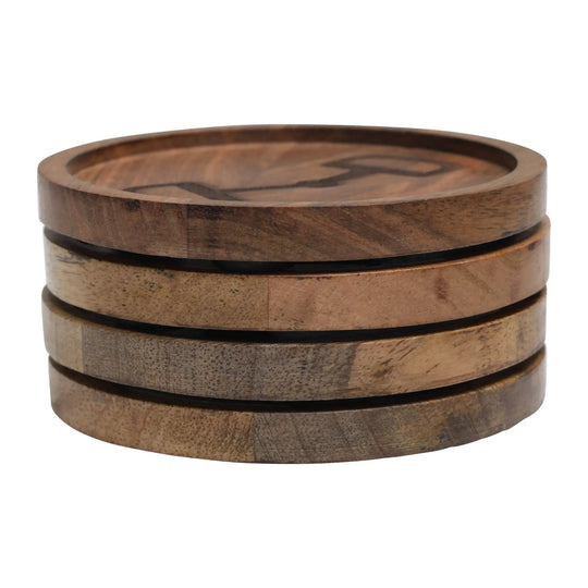 Huntley Equestrian Wooden Coasters with Decorative Bit Design, set of 4