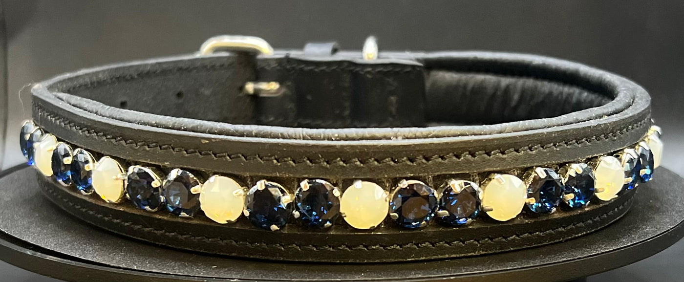 Dog Collars - Padded leather with beads or gems