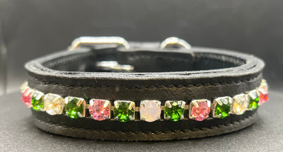 Dog Collars - Padded leather with beads or gems