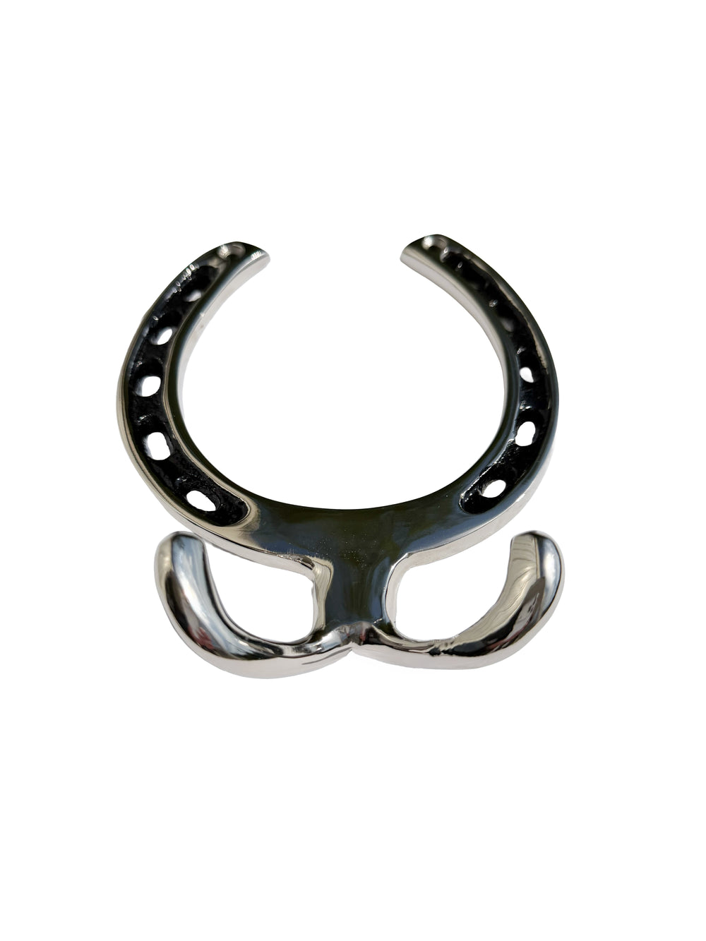 Huntley Equestrian Silver Horseshoe Wall Hook Rack-2 Hook Equestrian Home and Barn Decor