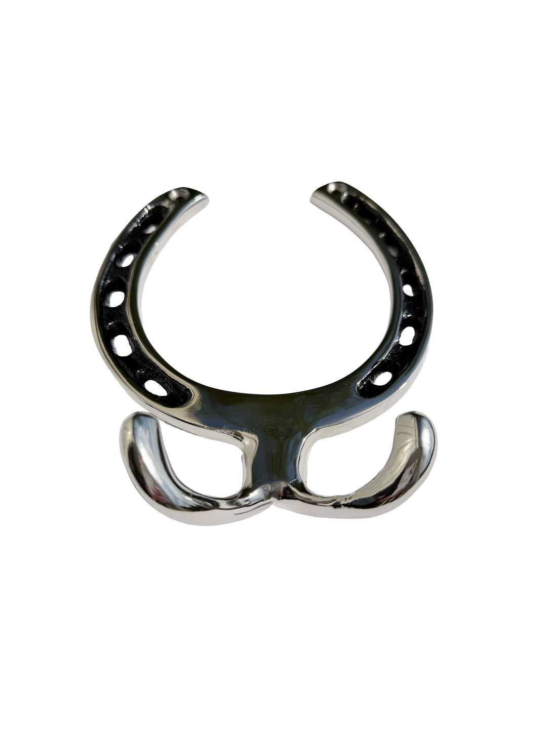Huntley Equestrian Silver Horseshoe Wall Hook Rack-2 Hook Equestrian Home and Barn Decor