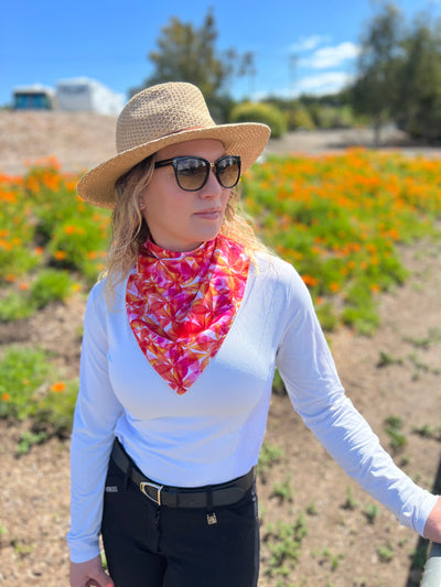 Pink + White Flowers Magnetic Bandana