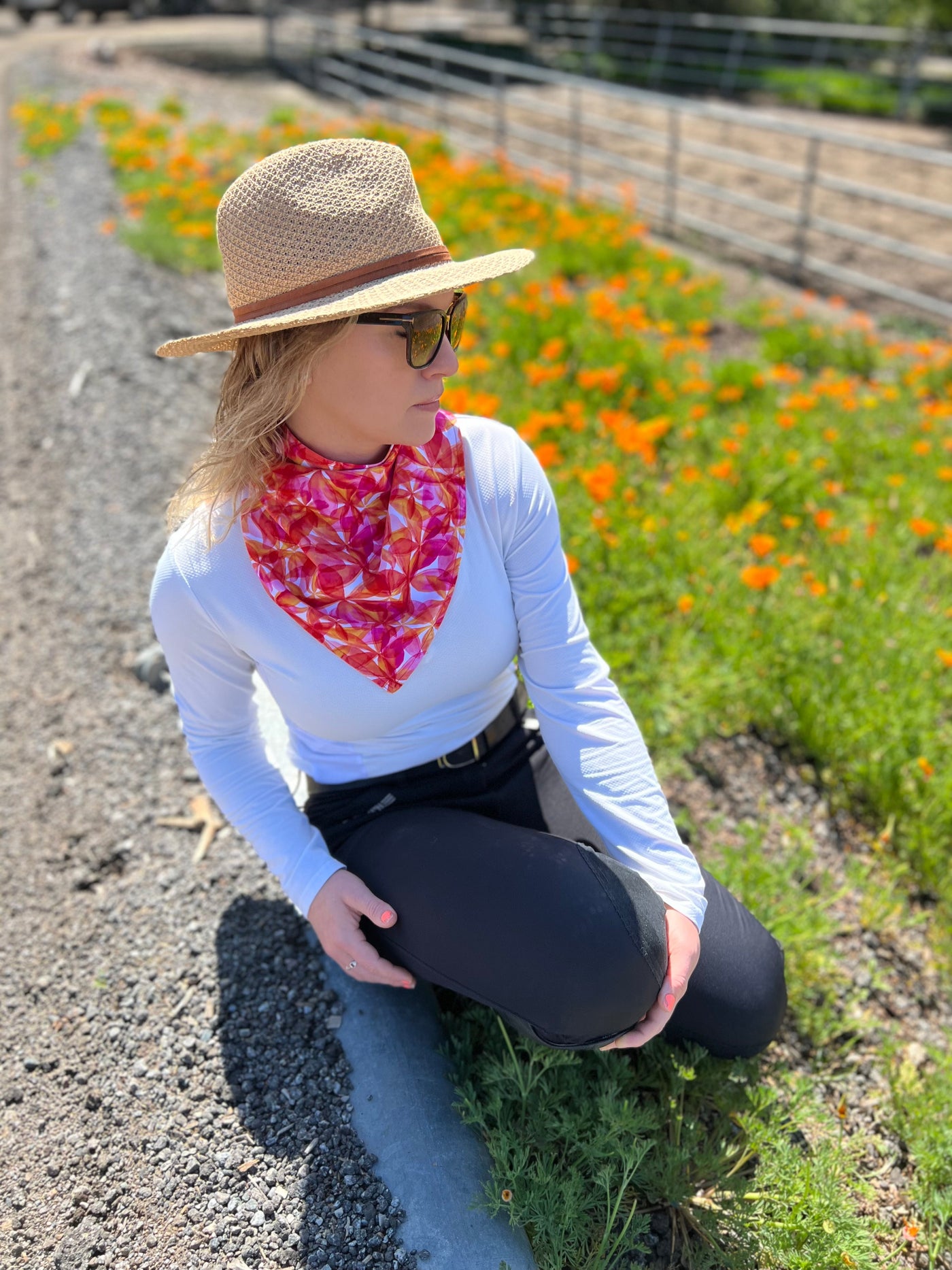 Pink + White Flowers Magnetic Bandana