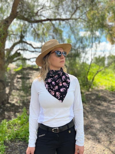 Pink Skull Print Magnetic Bandana