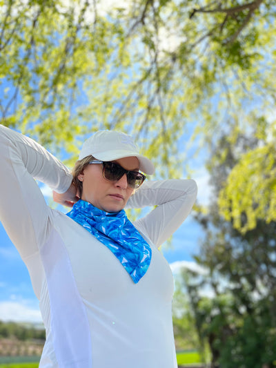 Blue + White Flowers Magnetic Bandana