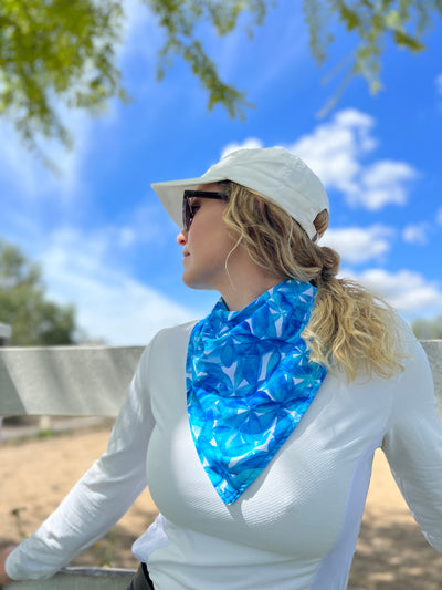 Blue + White Flowers Magnetic Bandana