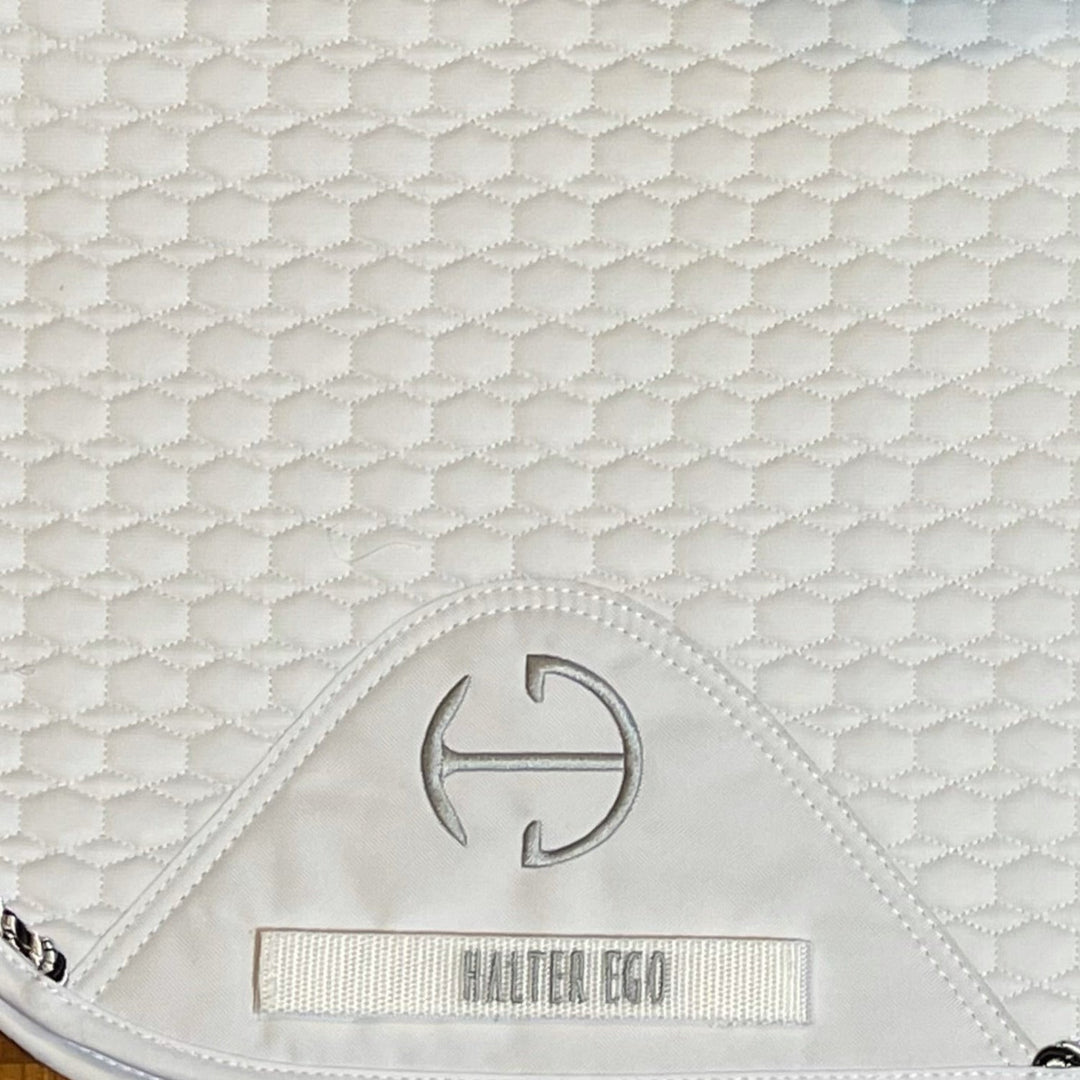 European Cotton Dressage Saddle Pad - White &amp; Black Twist Trim