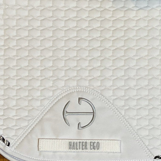 European Cotton Dressage Saddle Pad - White &amp; Black Twist Trim