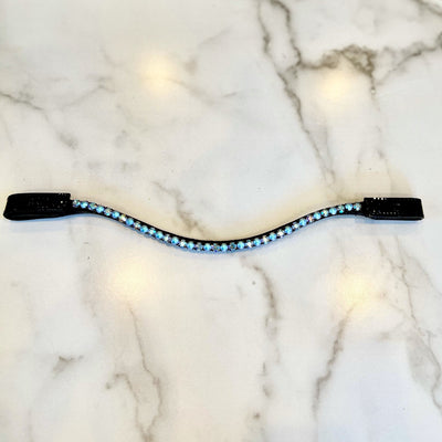 Perfectly Pearl Parisian Blue - Crystal Slimline Browband with Snaps