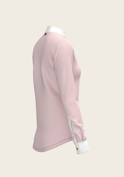  Stripes in Rose Short Zip Long Sleeve Show Shirt