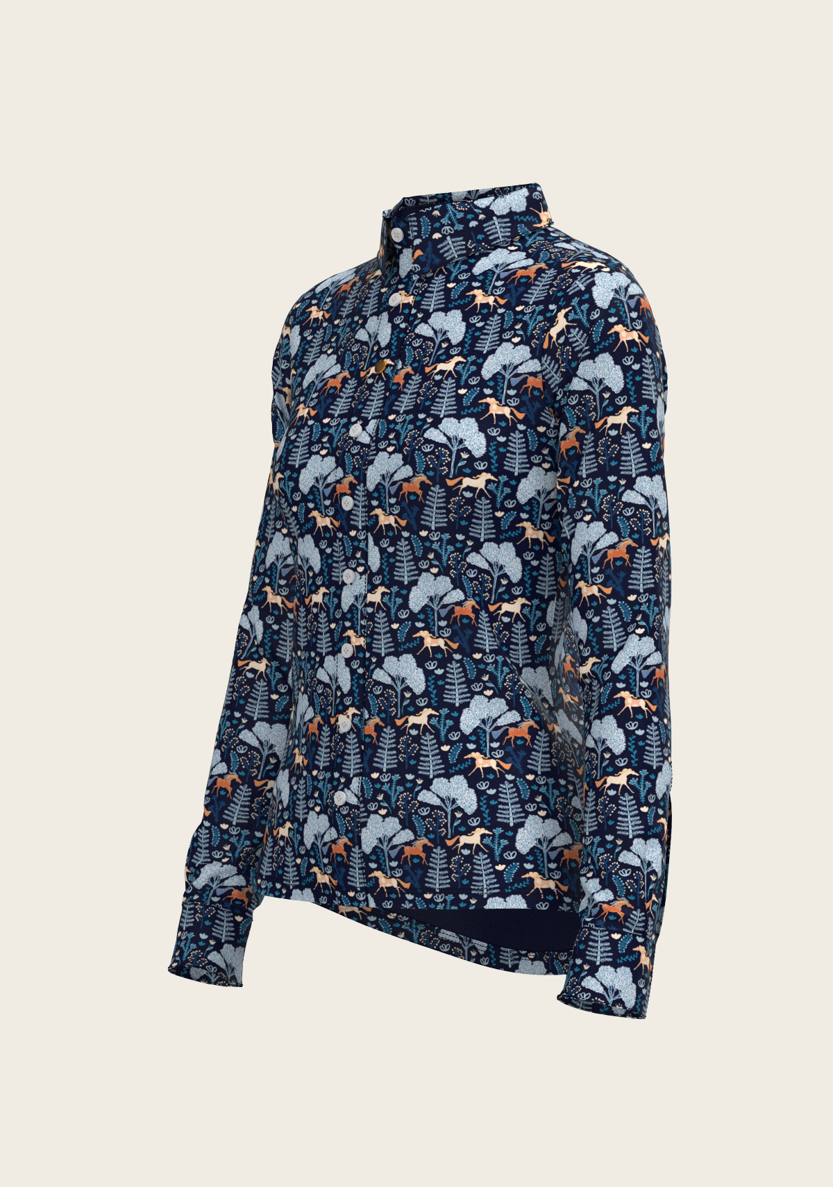  Forest on Navy Ladies Button Shirt