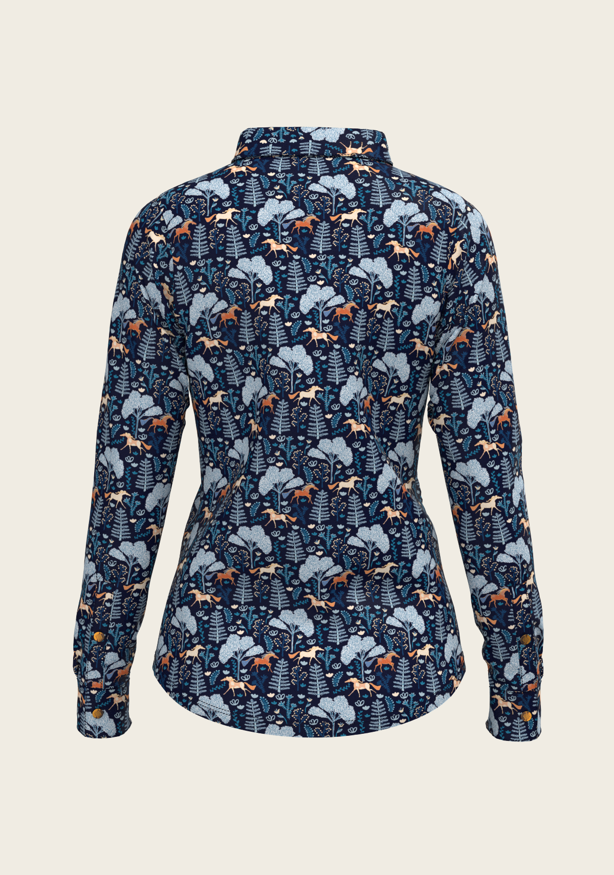  Forest on Navy Ladies Button Shirt