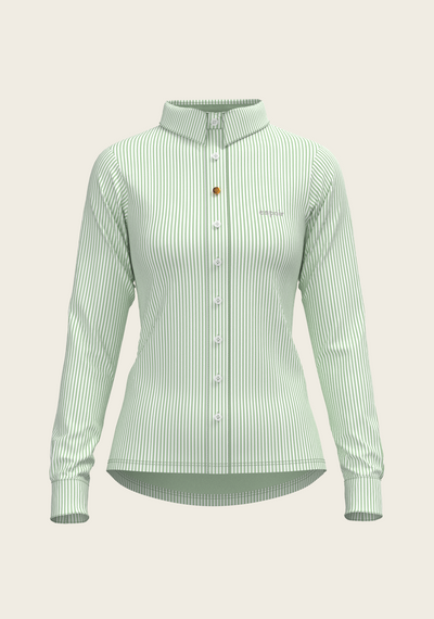 Stripes on Lime Ladies Button Shirt