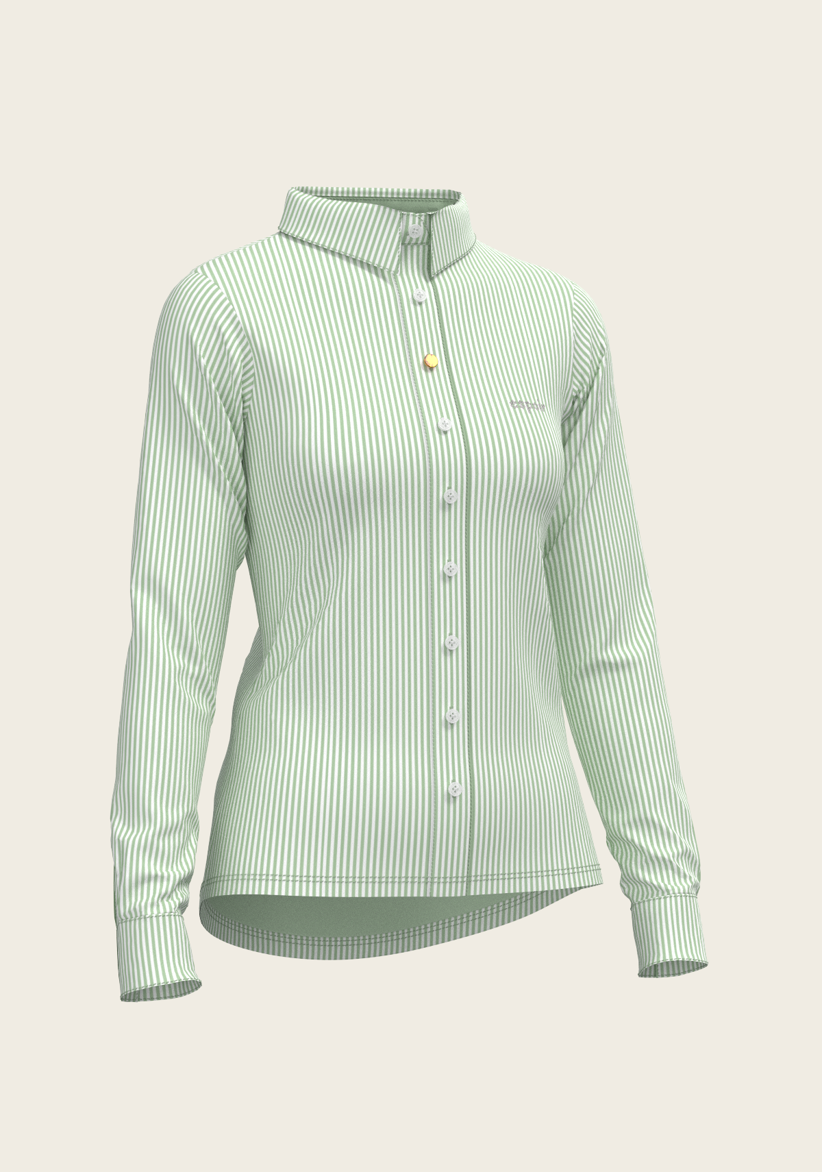 Stripes on Lime Ladies Button Shirt