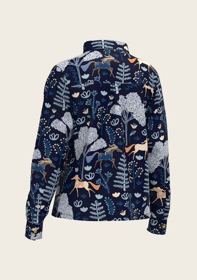  Forest on Navy Loose Fitting Button Shirt