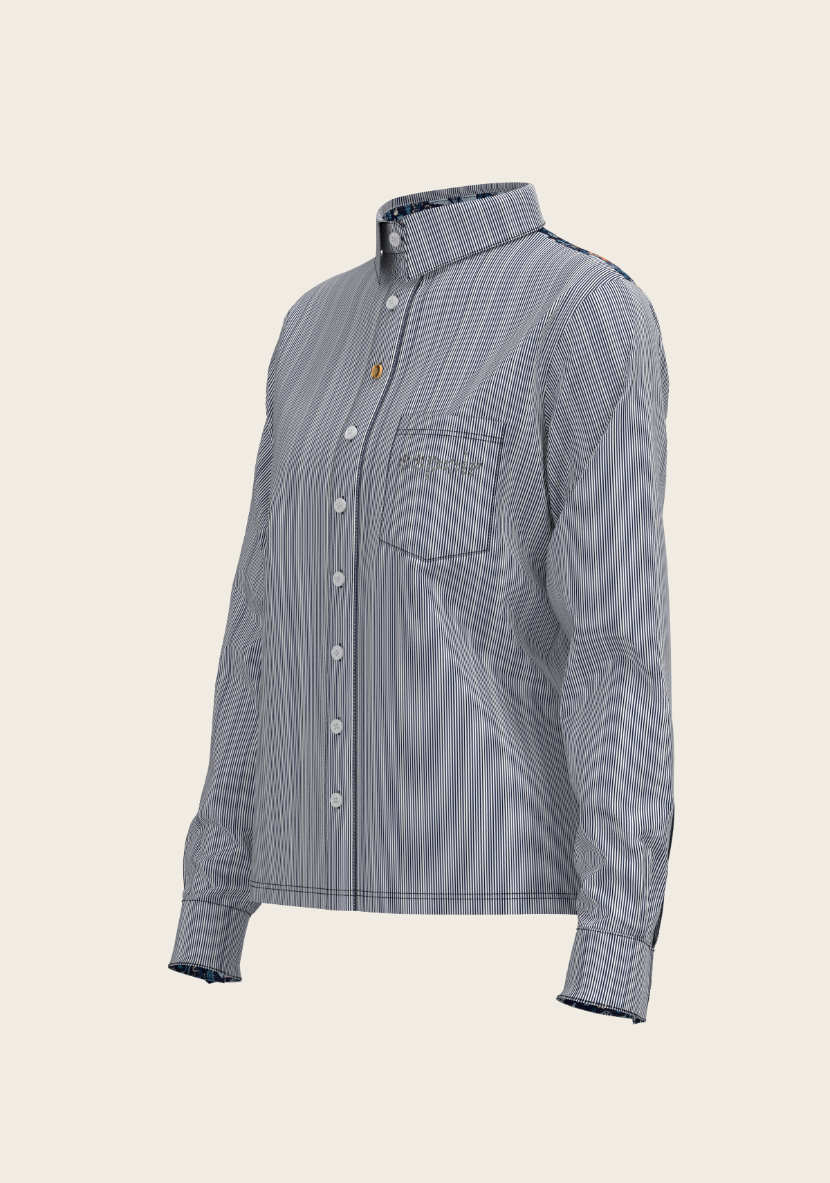  Stripes on Navy Loose Fitting Button Shirt