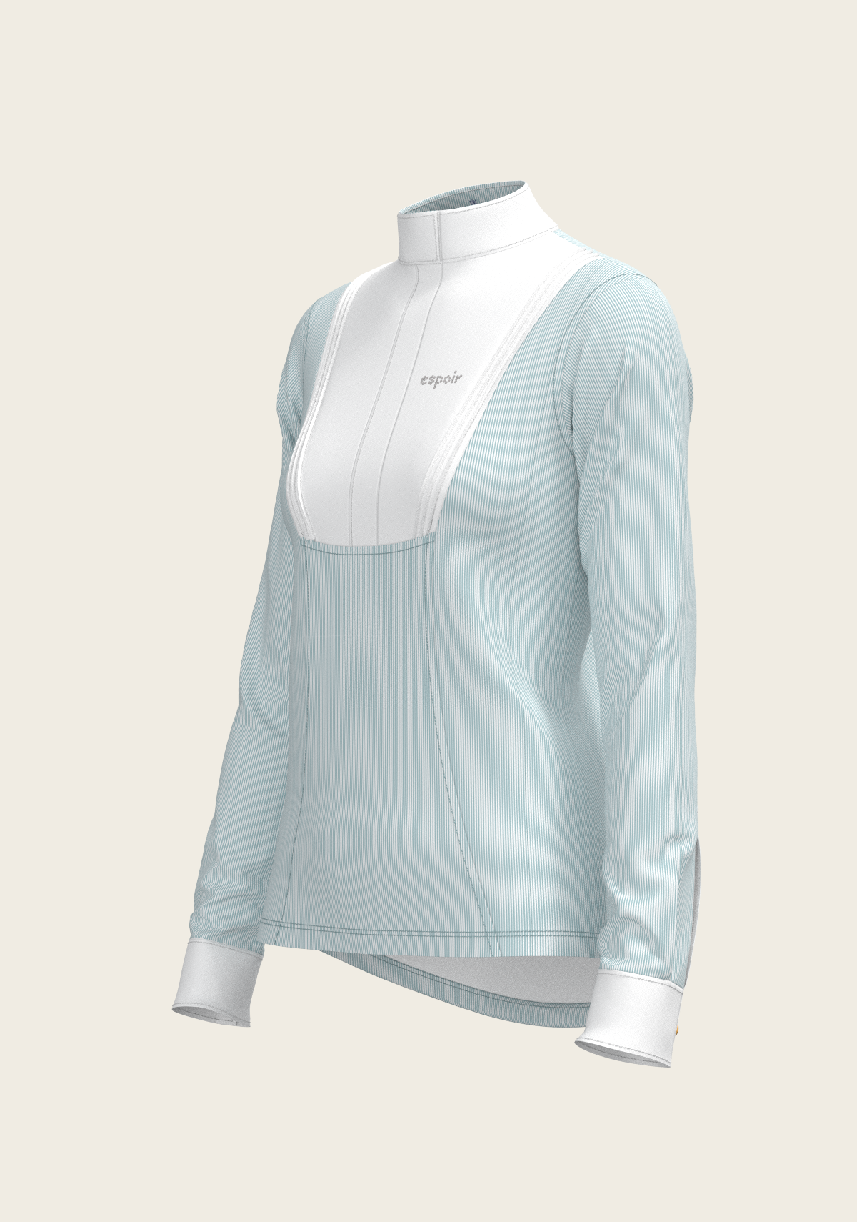  Stripes in Sky Blue Short Pleated Long Sleeve Show Shirt