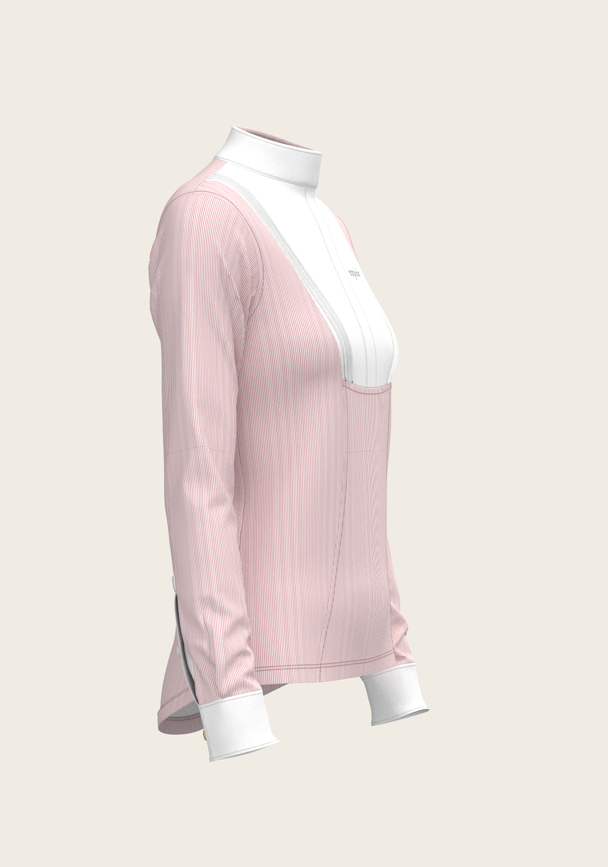  Stripes in Rose Short Pleated Long Sleeve Show Shirt