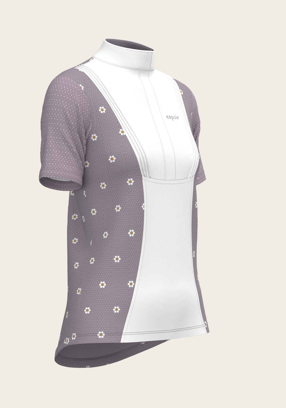 Mosaic Daises in Lavender Short Pleated Short Sleeve Show Shirt