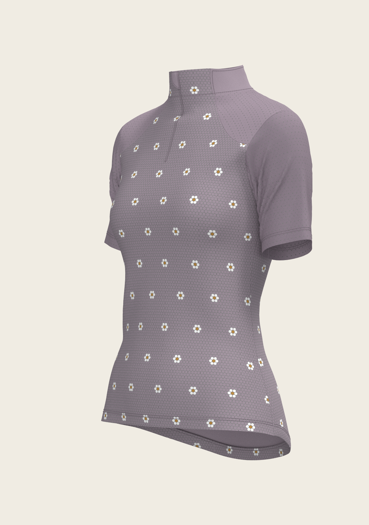 Mosaic Daises in Lavender Short Sleeve Sport Sun Shirt