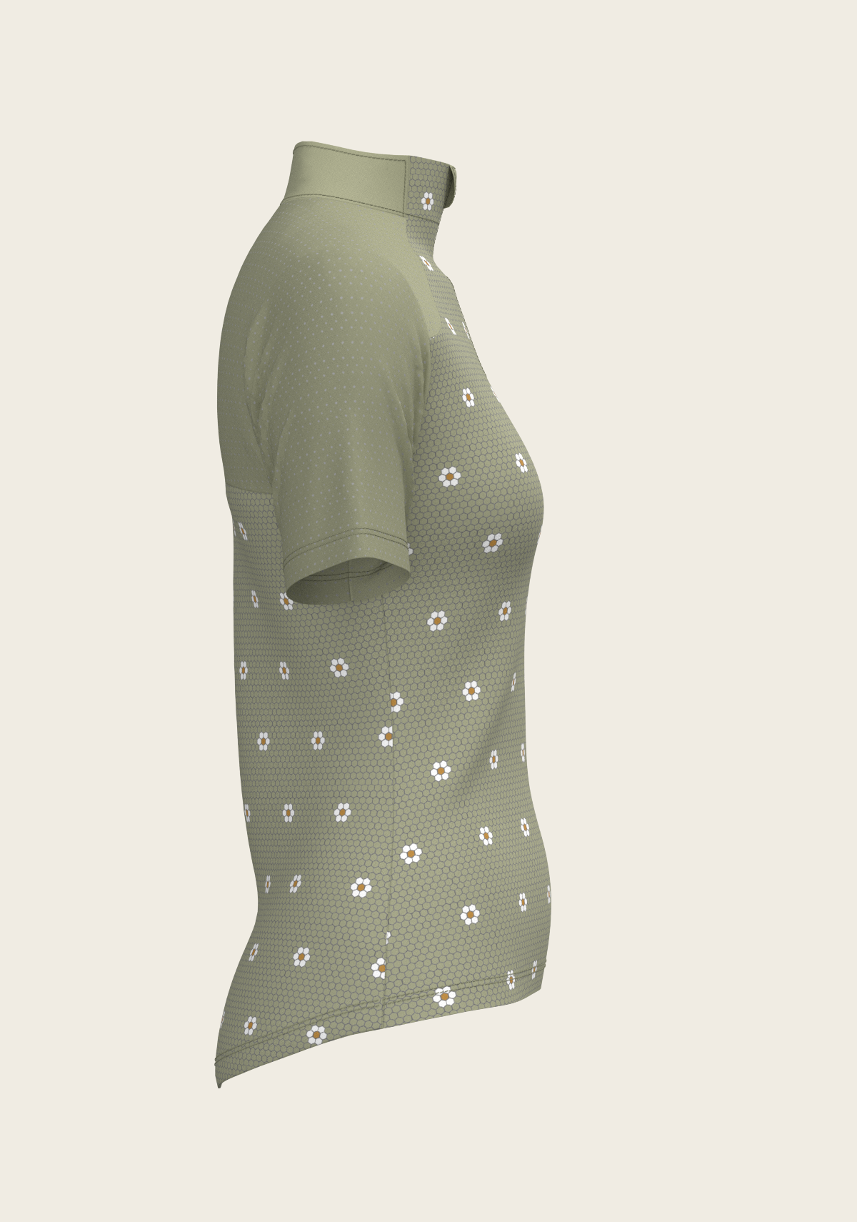Mosaic Daises in Olive Short Sleeve Sport Sun Shirt