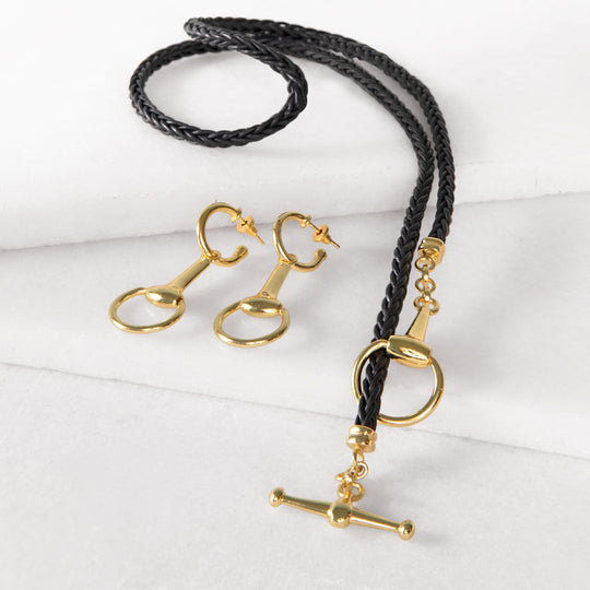 Odeza - Stylized Horse Bit Bracelet in Gold &amp; Black