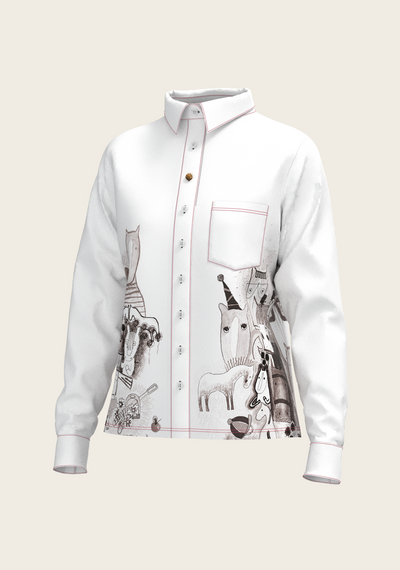 The Horse Fair in Monochrome Loose Fitting Button Shirt