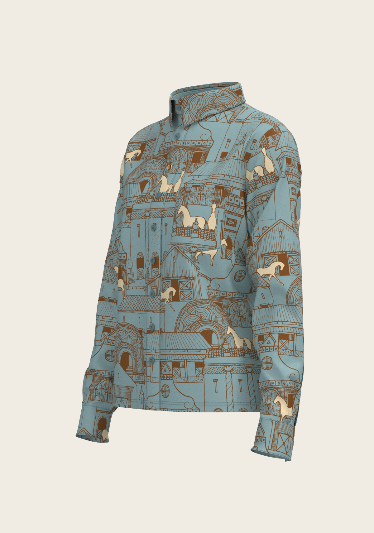Horse Town Symphony Loose Fitting Button Shirt