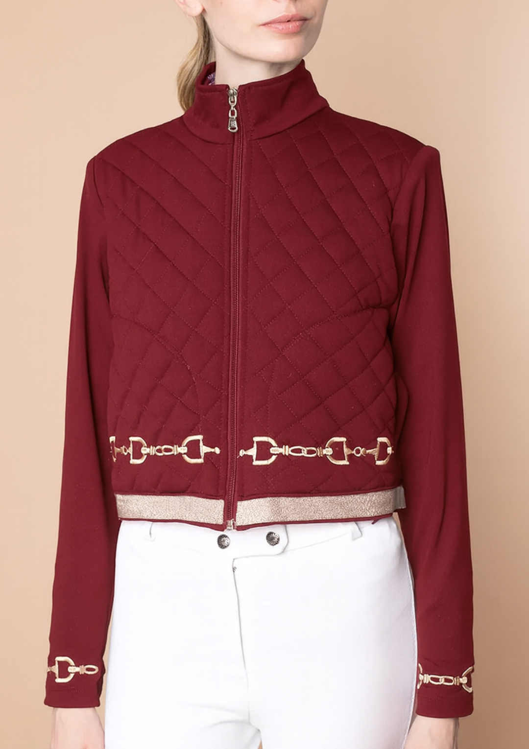 Ember Embroidered Cropped Zip Jacket | Navy