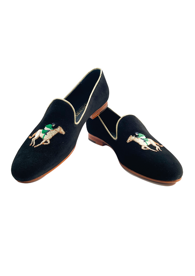 Mimosa Velvet Slippers | Green Jockey