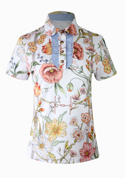 Prairi Polo-Shirt Short Sleeve | Botany Print Blanc | High-tech