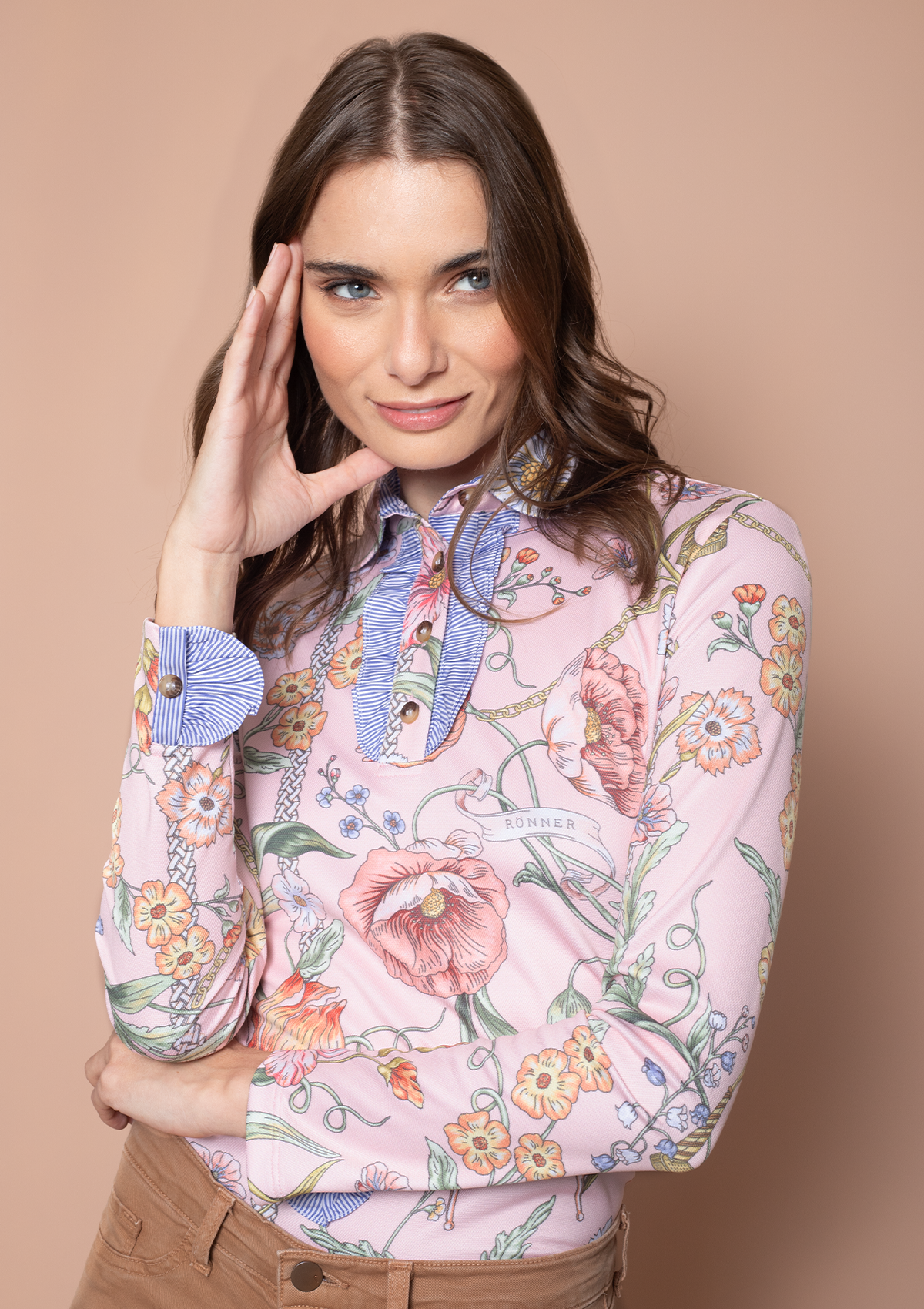 Prairi Polo-Shirt Long Sleeve | Botany Print Rose