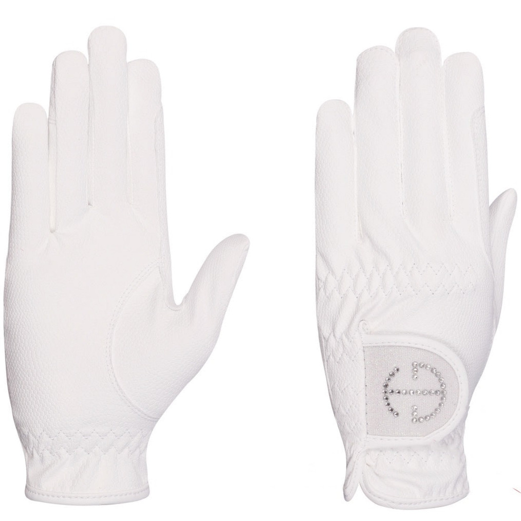 Halter Ego® Competition Gloves - White Glitter & Crystal Logo