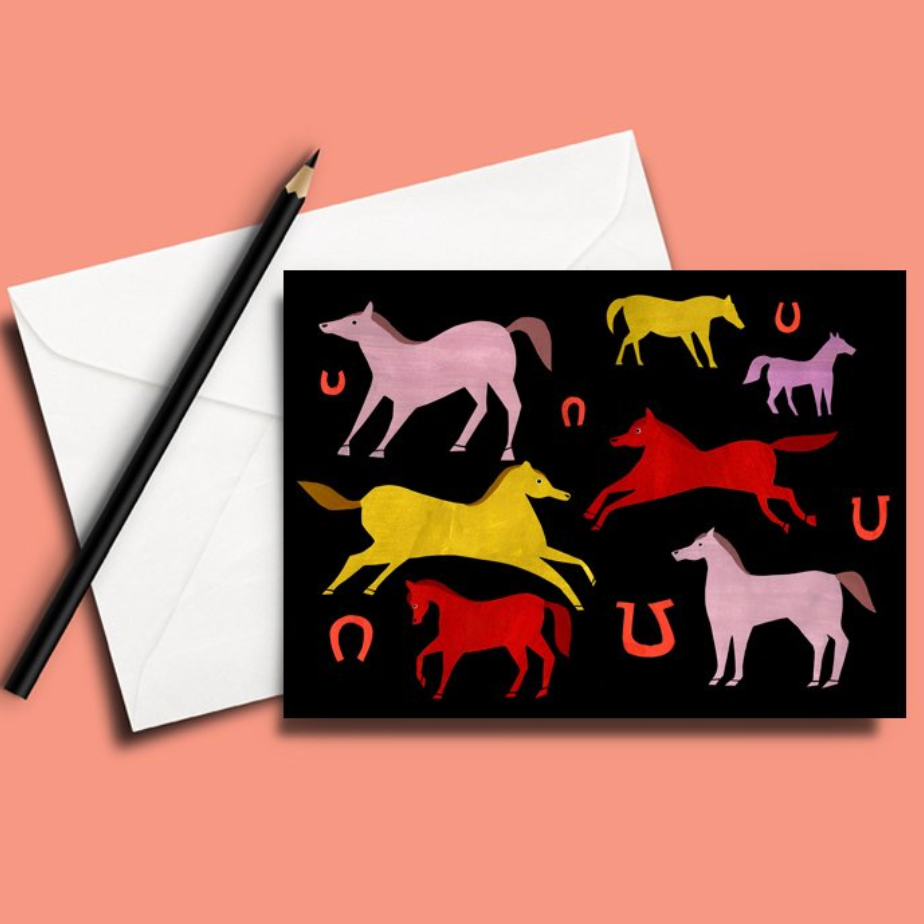 Lucky Horse Note Card Pack of 3 by Kristen Solecki