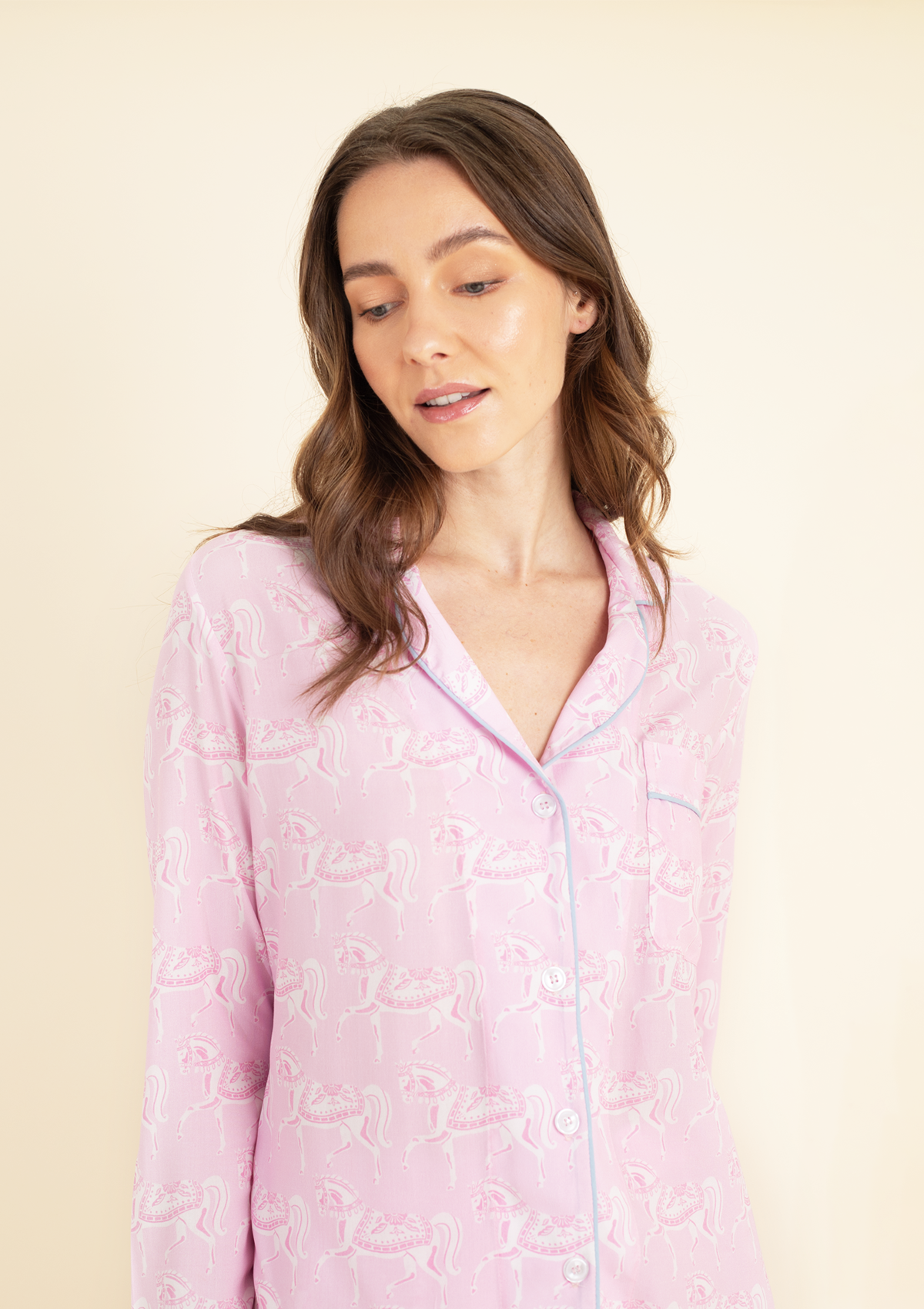 Whisper Long Sleeve Pajama Set | Blossomare Print | Feather Pink